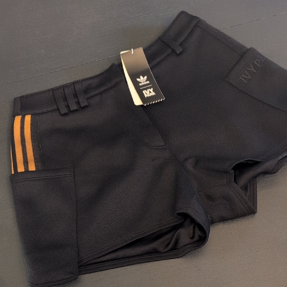 Adidas Women's Athletic Shorts in Black with Orange Accents